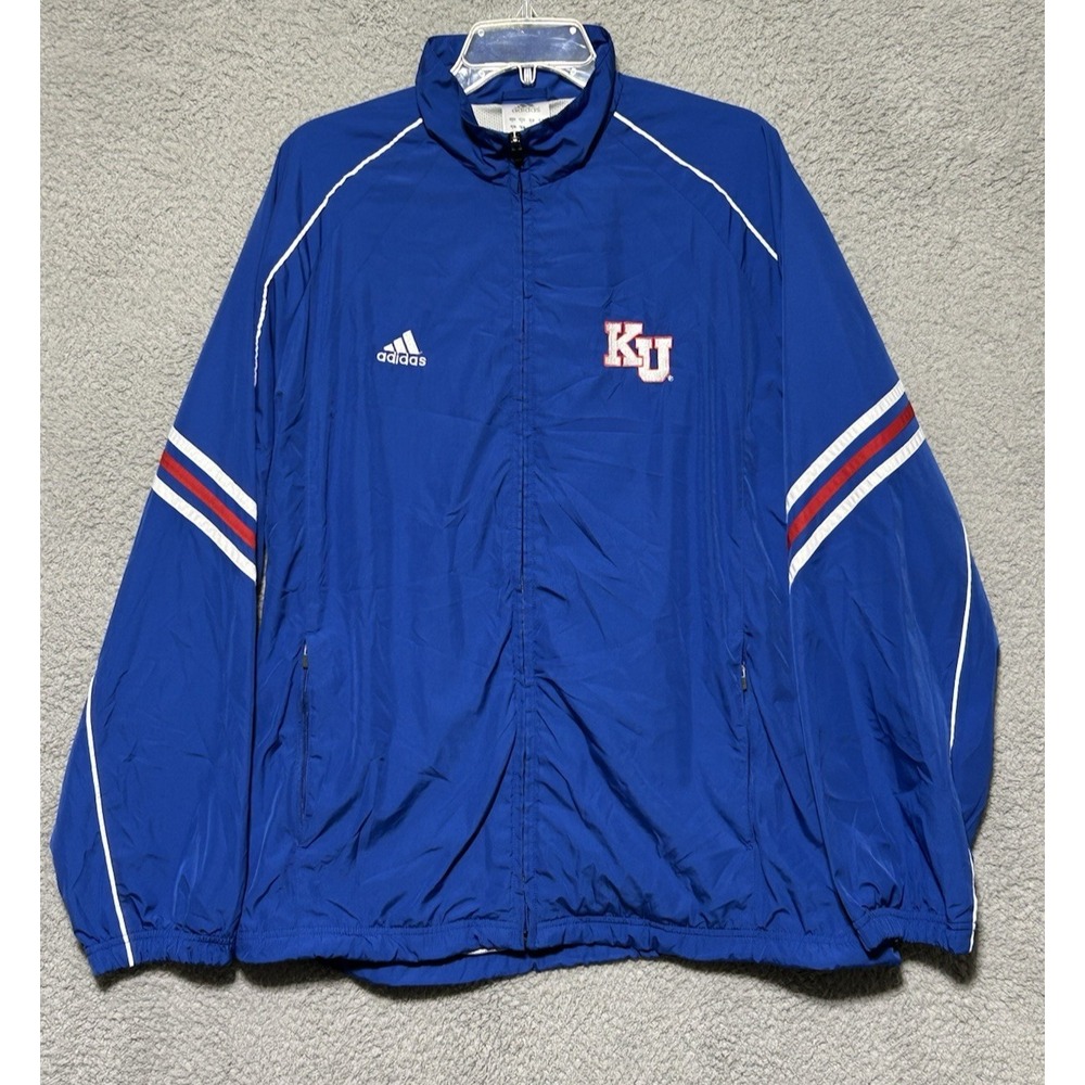 Adidas University Of Kansas Jayhawks Track Jacket Climalite Windbreaker Sz‎ Med